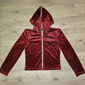 Vintage Lip Sevice Velour Cheetah print zip up jacket